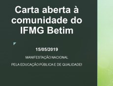 Carta aberta à comunidade do IFMG Betim