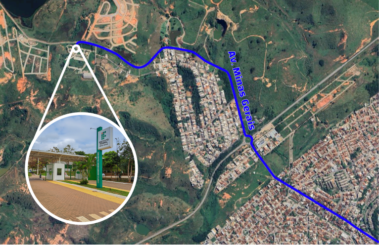 Mapa para chegar ao IFMG, campus Governador Valadares