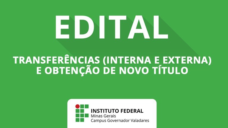 Edital transferências e obtenção de novo título