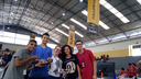 Participação na IronCup 2019. Gabriel C. D. da Conceição, Lucas M. Ferreira, Letícia P. Colombo, Isabelly M. M. de Souza e prof. Elias J R Freitas (coordenador da EPIIBOTS).