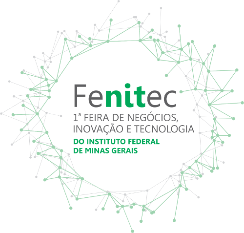 Logomarca da Fenitec dentro de uma grade circular conectada por vários pontos