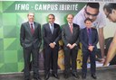 O diretor do Campus, Oiti de Paula, o prefeito municipal, William Parreira, o ministro da Educação, Rossieli Soares, e o reitor do IFMG, Kléber Glória