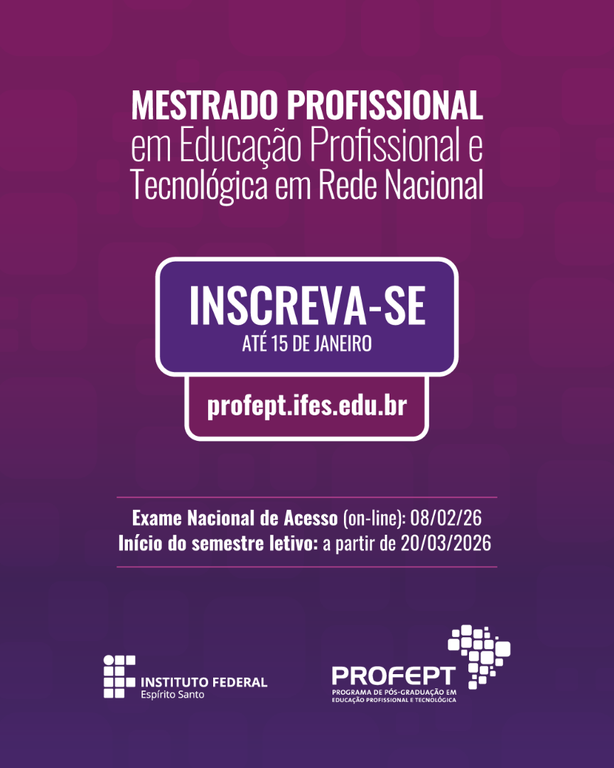 Inscrições abertas para o ProfEPT