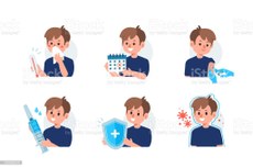 Flu Disease Symptoms and Prevention against Virus and Infection. Character holding Calendar and Preparing for Vaccination. Immunization Campaign Concept. Flat Cartoon Vector Illustration.